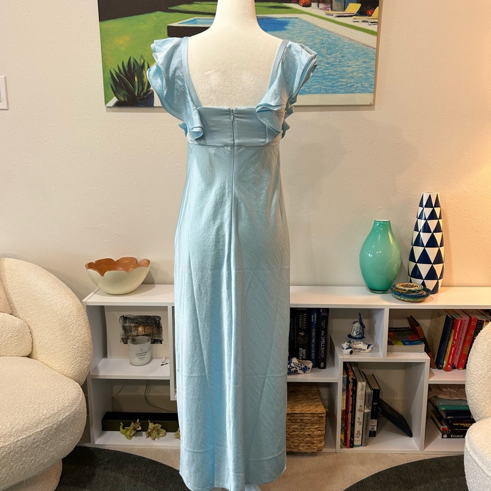 Madewell Light Blue Maxi Dress with Ruffle Cap Sleeves - Picture 2 of 3